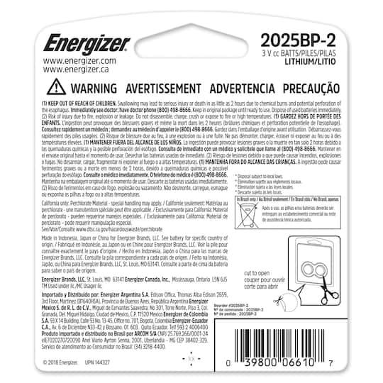 Find The Energizer 2025 Lithium Coin Battery 2ct At Michaels
